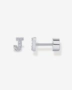 Initial Letter CZ Flatback Earrings