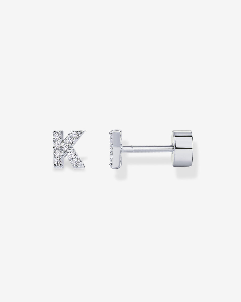 Initial Letter CZ Flatback Earrings