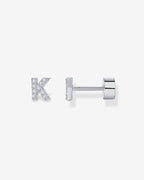 Initial Letter CZ Flatback Earrings