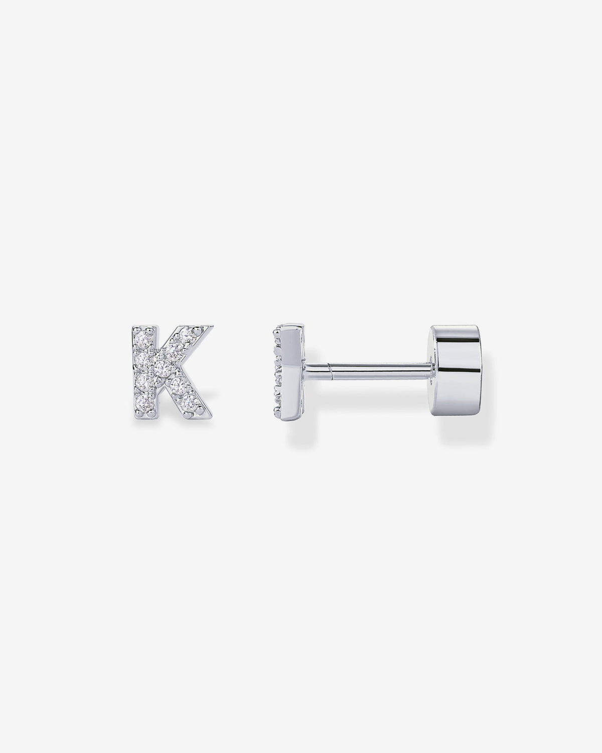 Initial Letter CZ Flatback Earrings