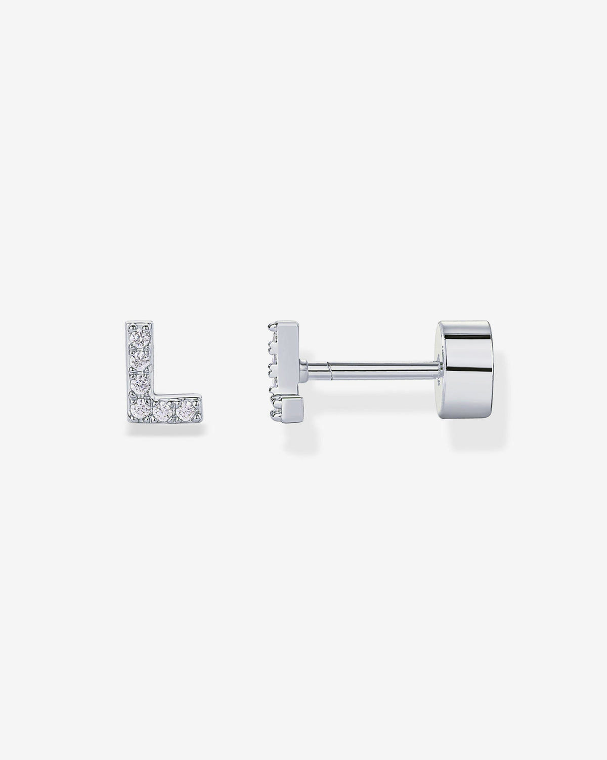 Initial Letter CZ Flatback Earrings
