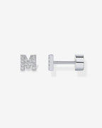 Initial Letter CZ Flatback Earrings