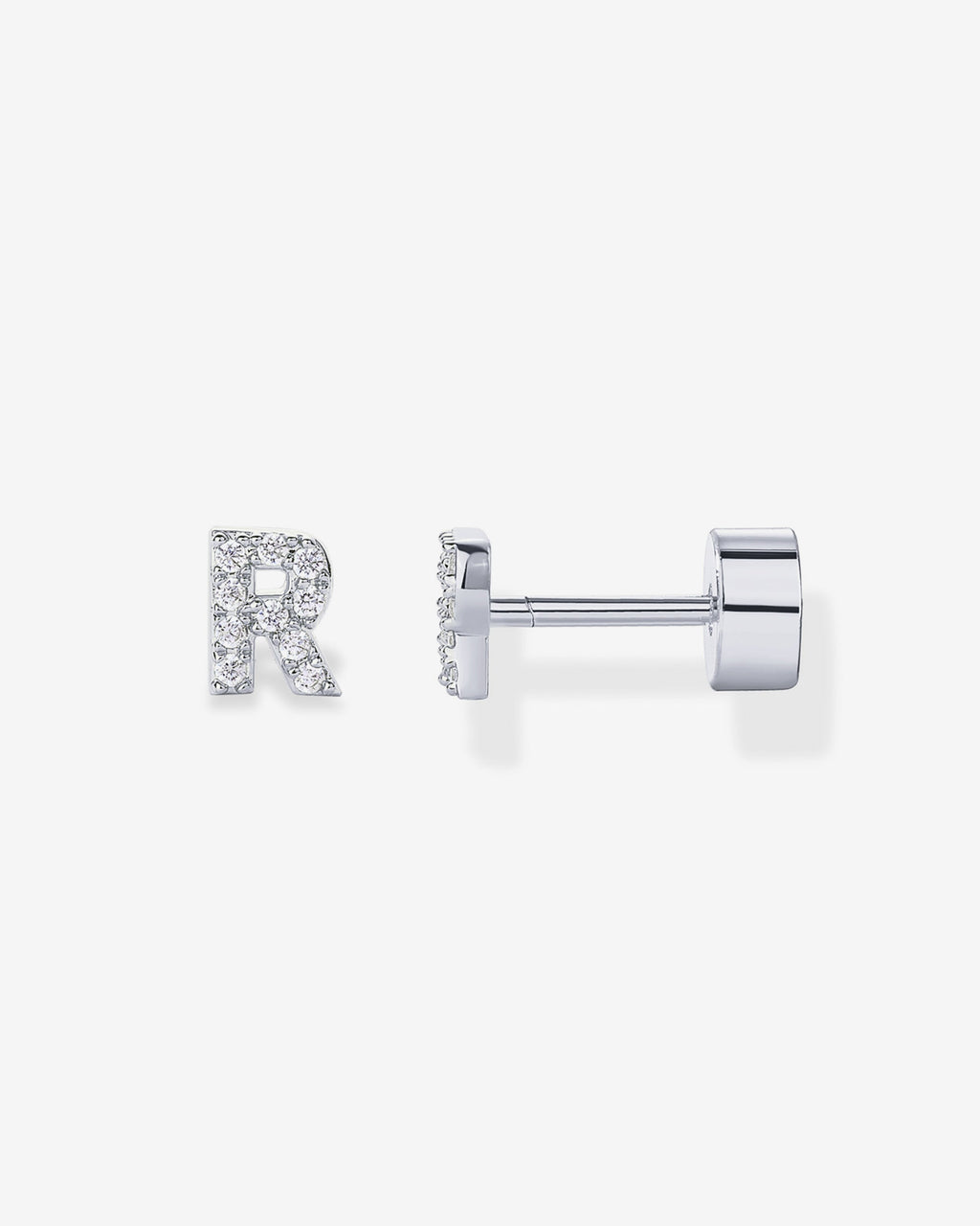 Initial Letter CZ Flatback Earrings