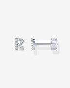 Initial Letter CZ Flatback Earrings