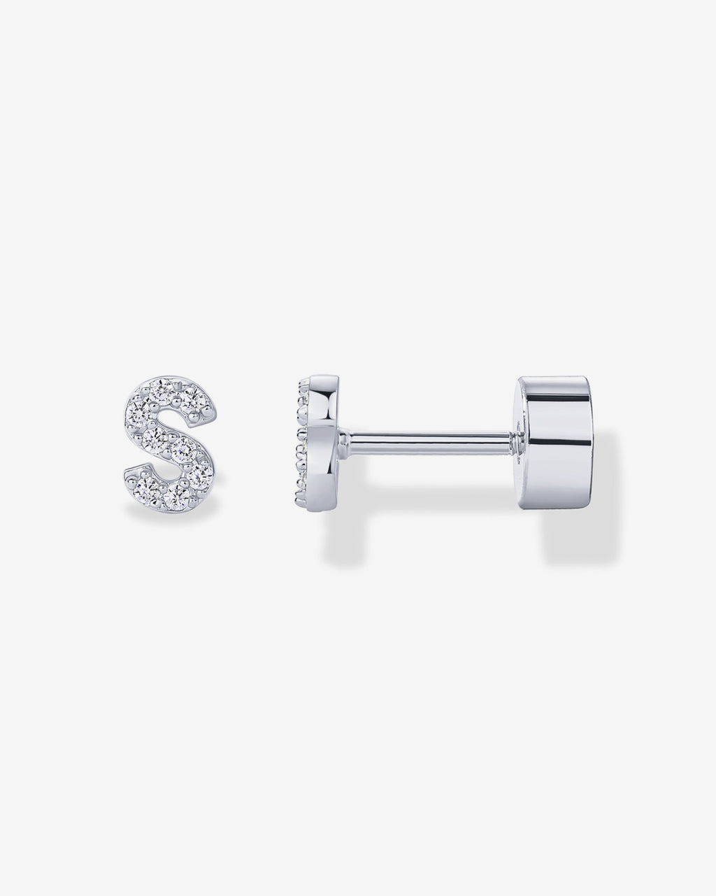 Initial Letter CZ Flatback Earrings