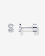 Initial Letter CZ Flatback Earrings