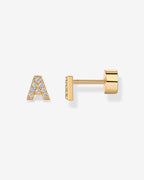 Initial Letter CZ Flatback Earrings