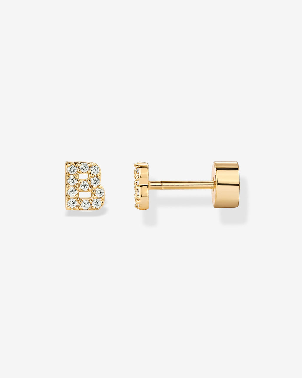 Initial Letter CZ Flatback Earrings