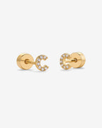 Initial Letter CZ Flatback Earrings