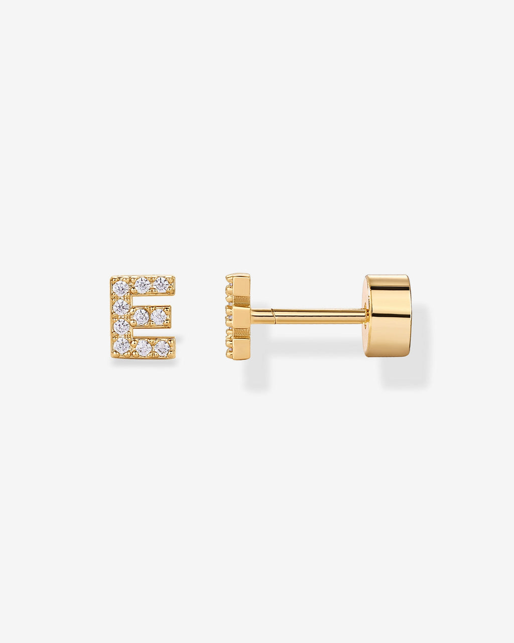Initial Letter CZ Flatback Earrings