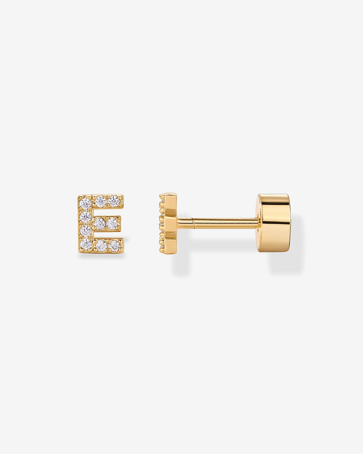 Initial Letter CZ Flatback Earrings