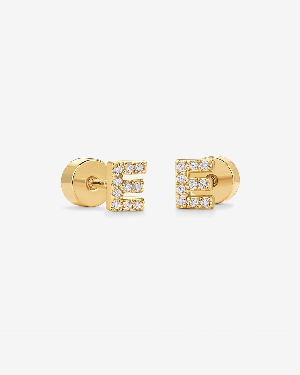 Initial Letter CZ Flatback Earrings