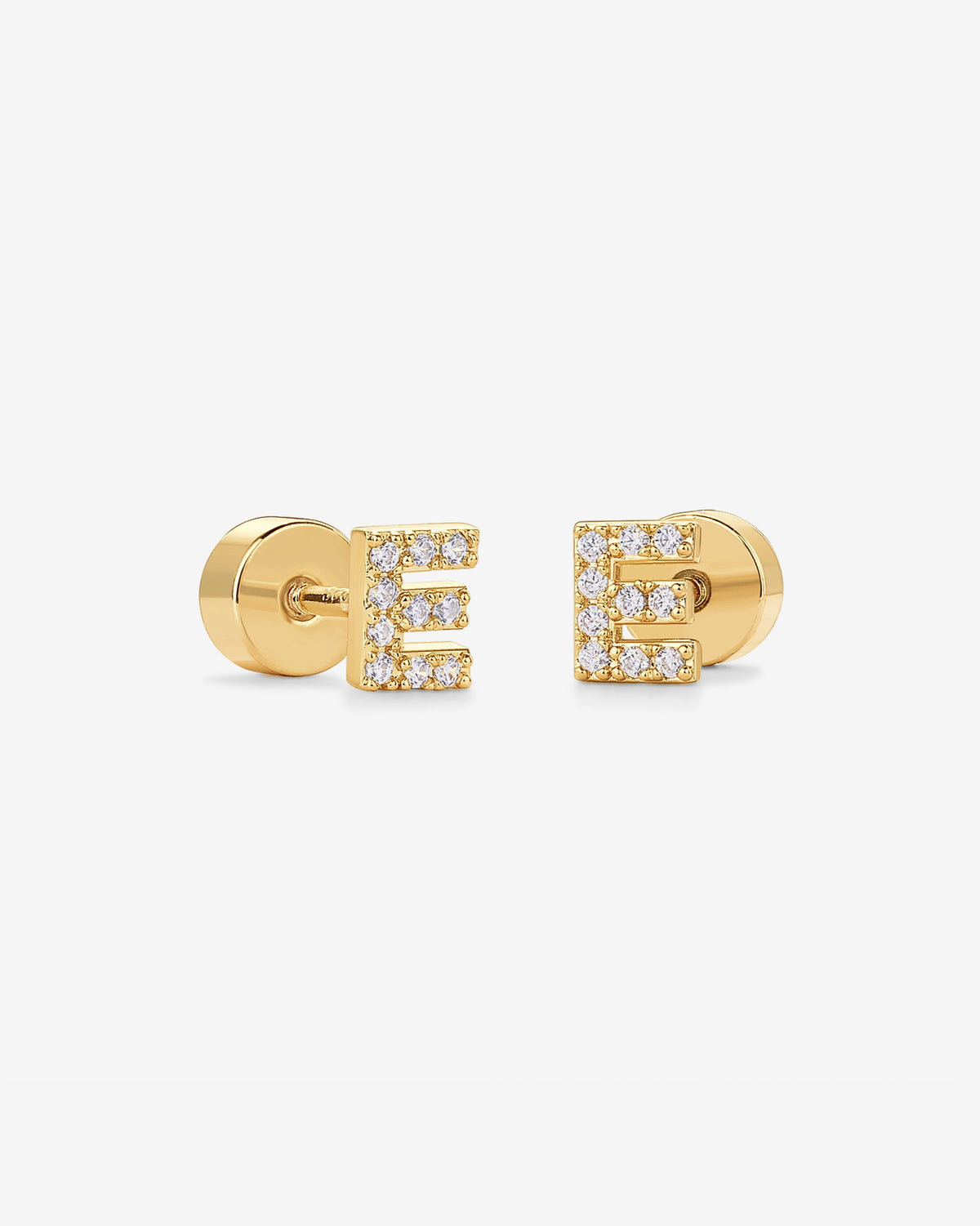 Initial Letter CZ Flatback Earrings