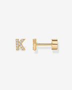 Initial Letter CZ Flatback Earrings