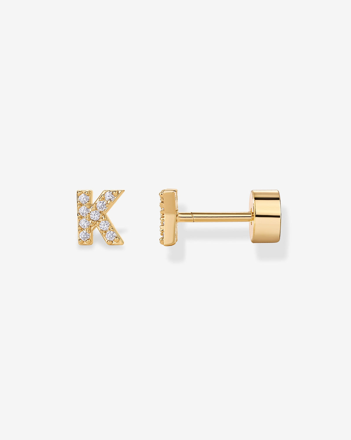 Initial Letter CZ Flatback Earrings