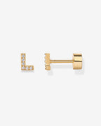 Initial Letter CZ Flatback Earrings