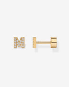Initial Letter CZ Flatback Earrings