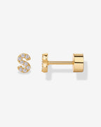 Initial Letter CZ Flatback Earrings