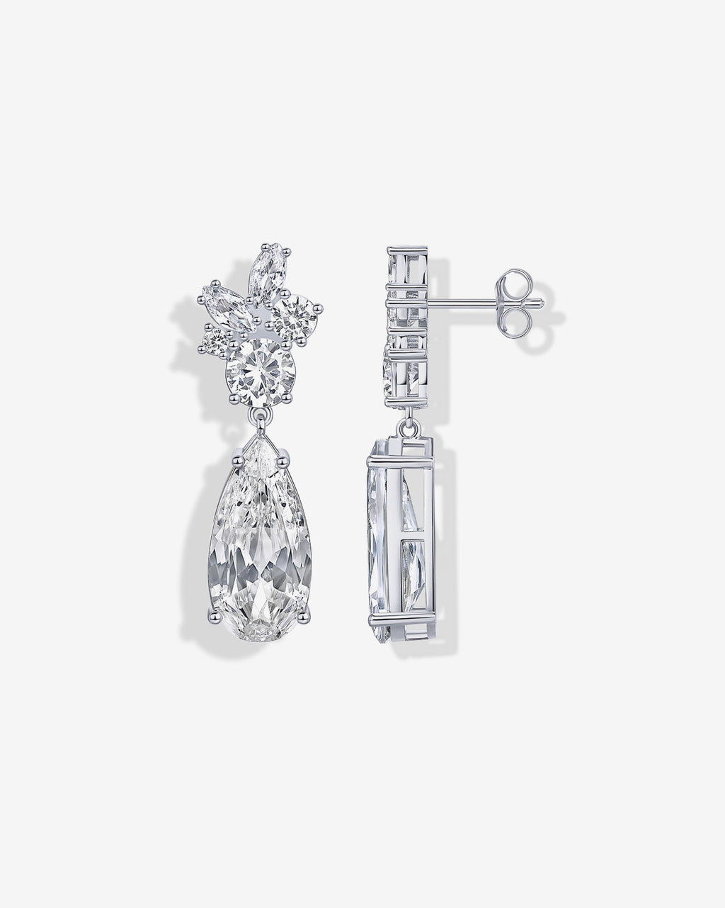 Cluster Pear Drop Bridal Earrings
