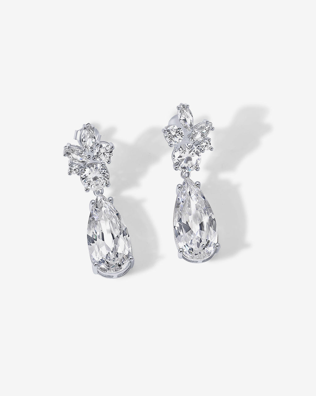 Cluster Pear Drop Bridal Earrings