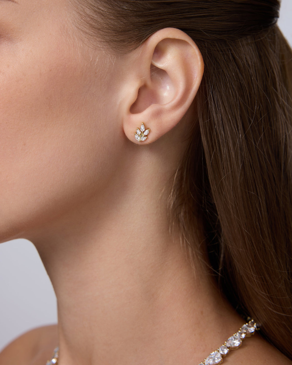 Pear Leaf Bridal Stud Earrings