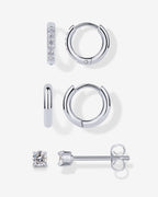 Studs & Huggie Hoop Earrings Set