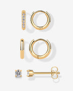 Studs & Huggie Hoop Earrings Set