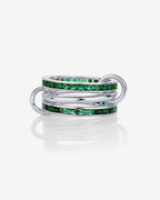 Interlocking Triple Band Emerald Tone Ring