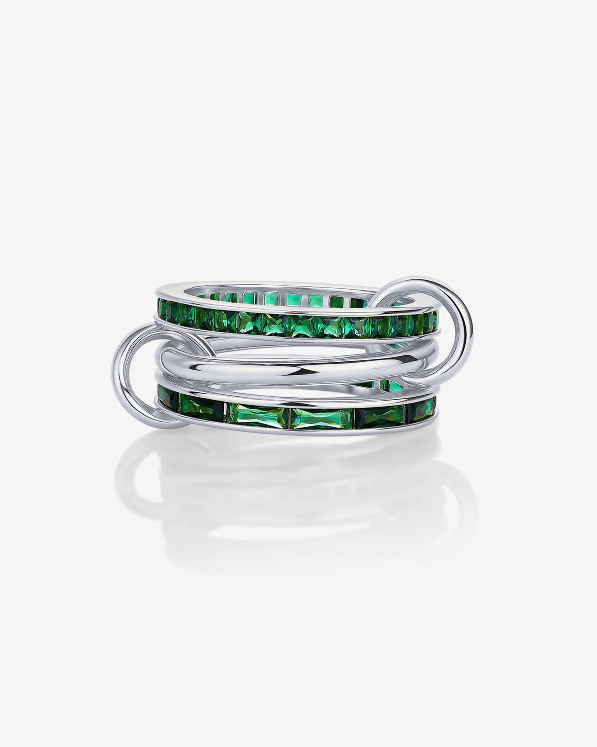Interlocking Triple Band Emerald Tone Ring