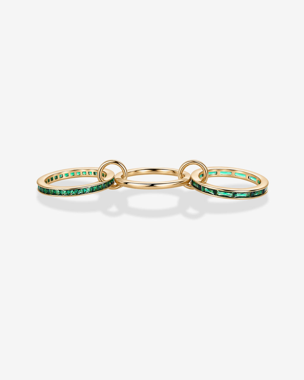 Interlocking Triple Band Emerald Tone Ring