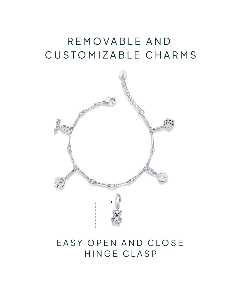 Lucky Girl Charm Twisted Bar Link Chain Bracelet Set