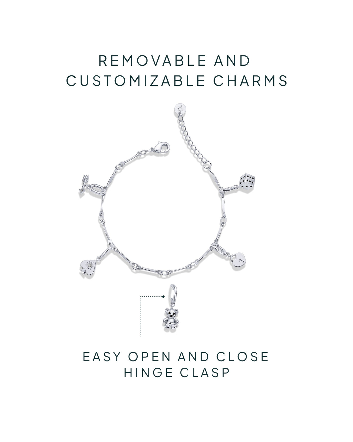Lucky Girl Charm Twisted Bar Link Chain Bracelet Set