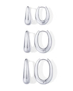 Waterproof Oval Hoop Earring Set