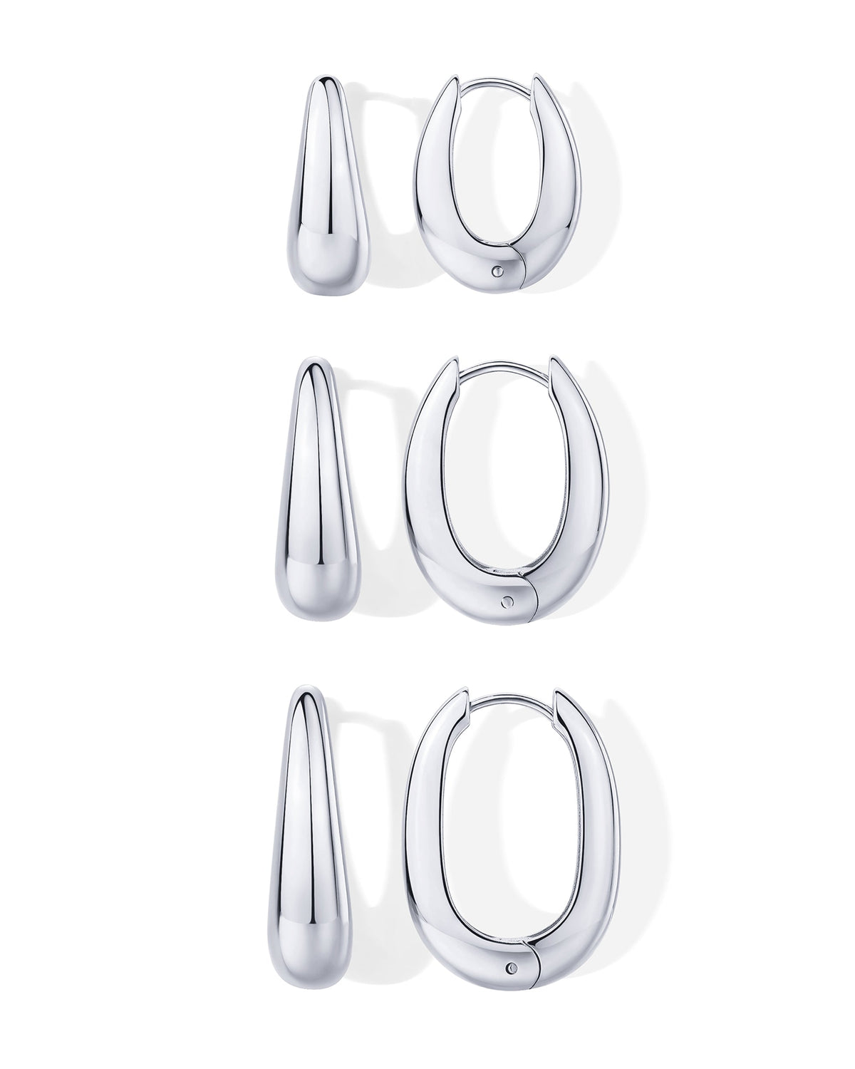 Waterproof Oval Hoop Earring Set