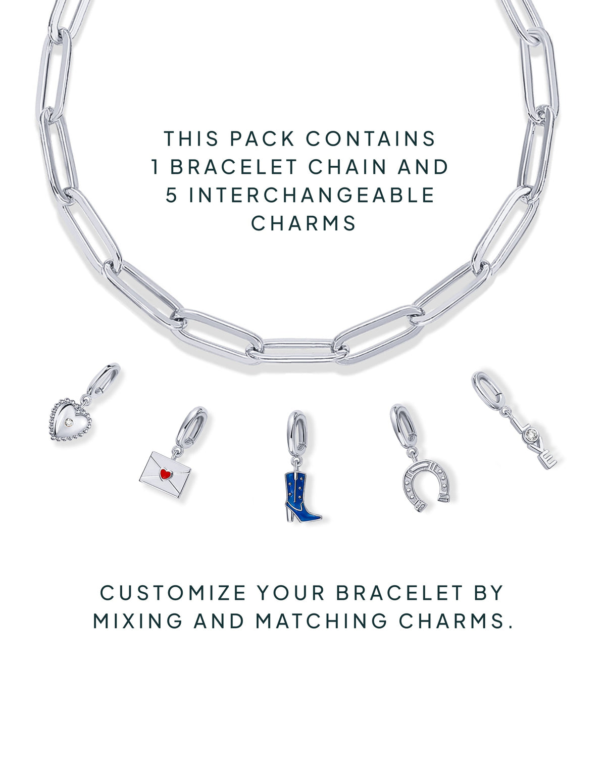 Western Meets Romantic vibes Charm Paperclip Bracelet Set