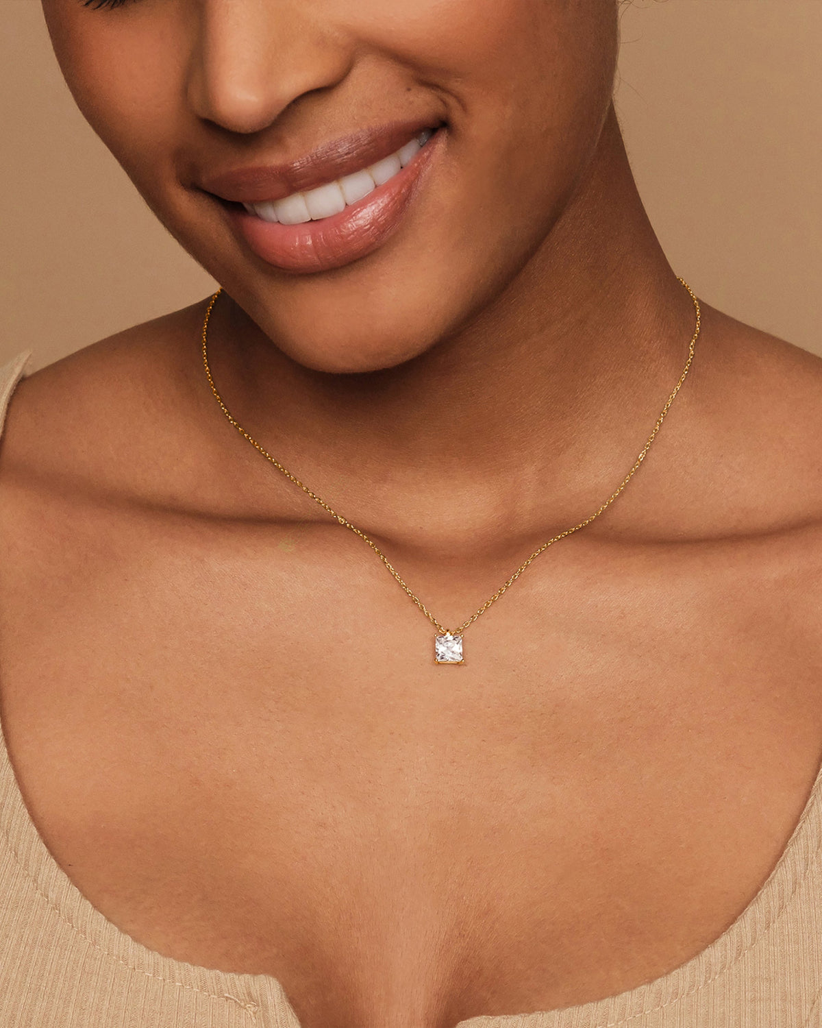 Princess Cut Pendant Necklace