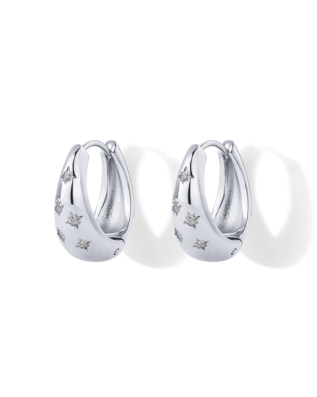 Waterproof Starburst Chunky Huggie Hoops