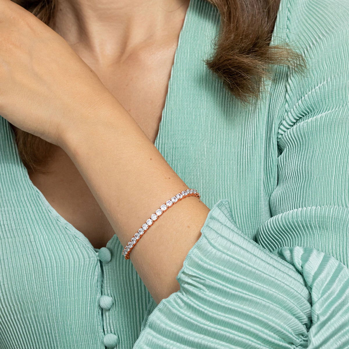 Sparkling 4mm Round Cut Cubic Zirconia Tennis Bracelet