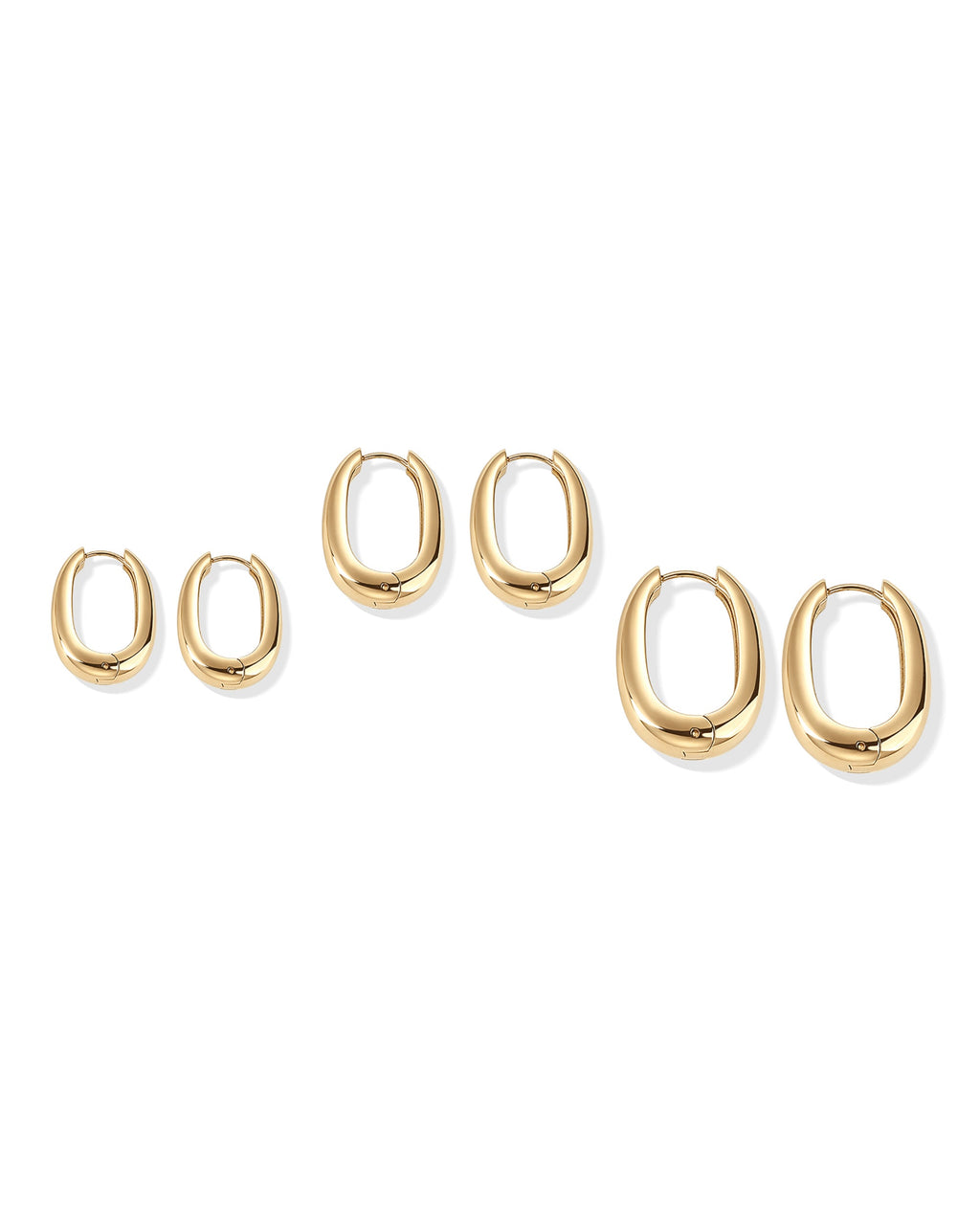 Waterproof Oval Hoop Earring Set