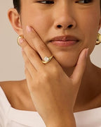 Square Cubic Zirconia Solitaire Wavy Ring