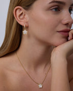 Mother of Pearl & Onyx Huggie Earrings