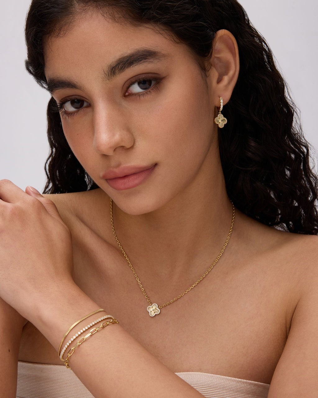 Clover Pavé Huggie Earring