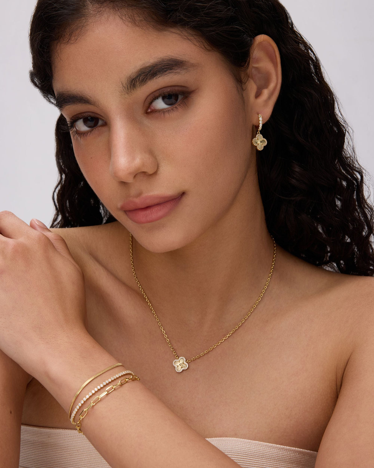 Clover Pavé Huggie Earring