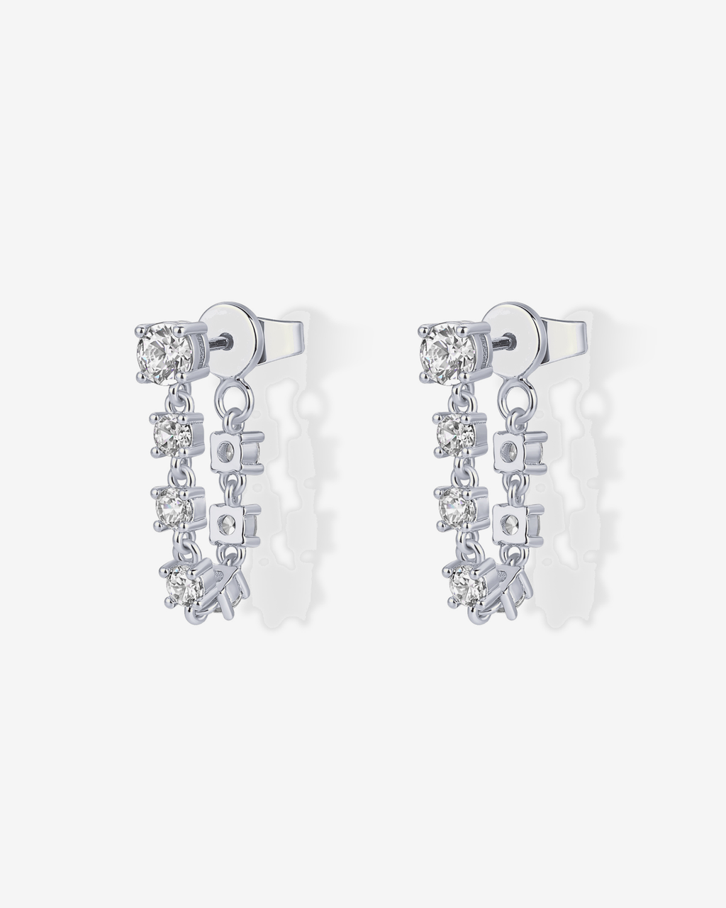 Chain Diamond Stud Earrings