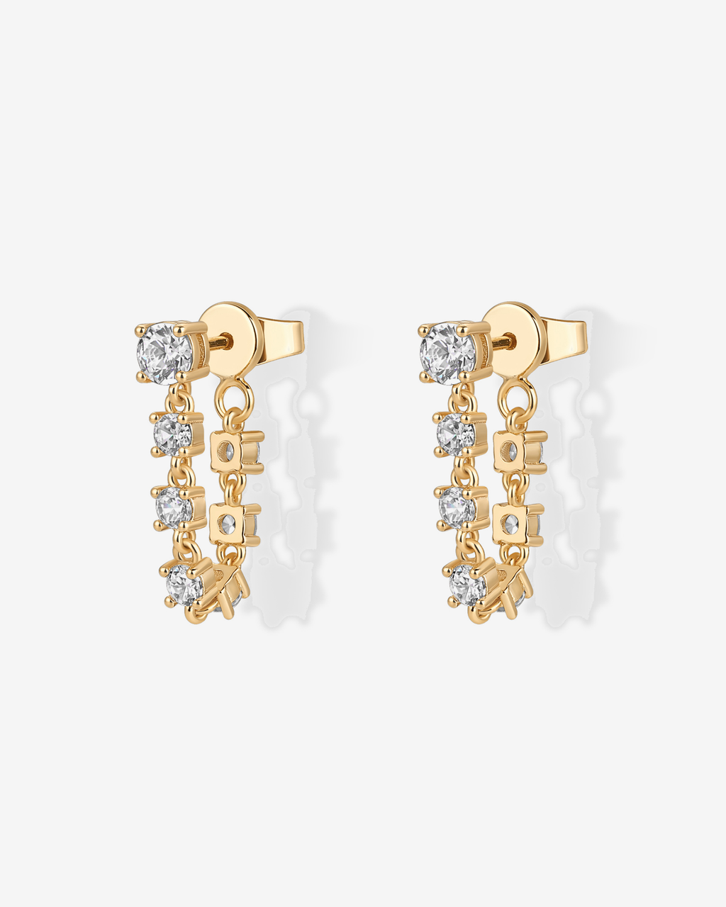 Chain Diamond Stud Earrings