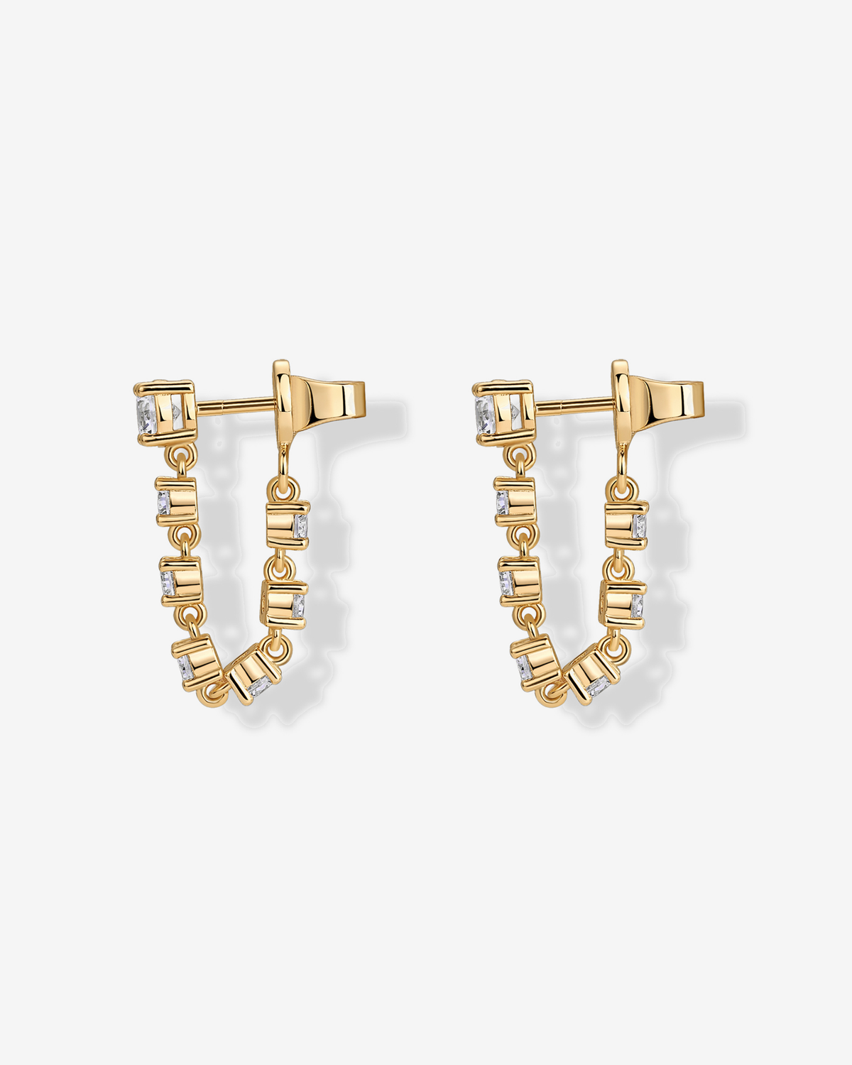 Chain Diamond Stud Earrings