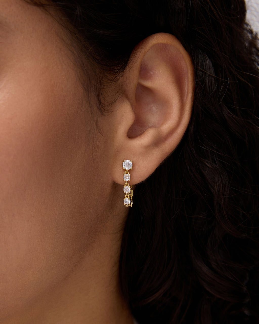 Chain Diamond Stud Earrings