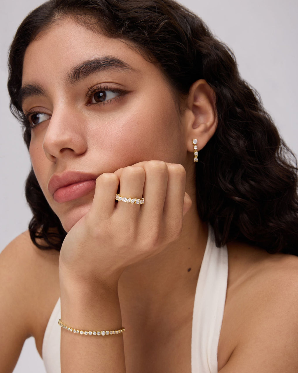 Chain Diamond Stud Earrings
