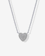 Puffed Pave Heart Pendant Necklace