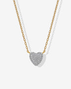 Puffed Pave Heart Pendant Necklace